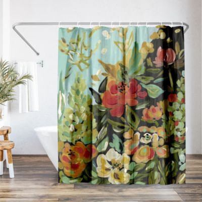 Americanflat Warm Waves by PI Creative Art Floral Painted Shower Curtain, 71" x 74"