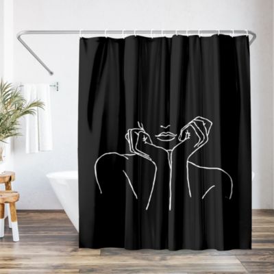 Americanflat Abstract Shower Curtain - Thinking Black by Martina