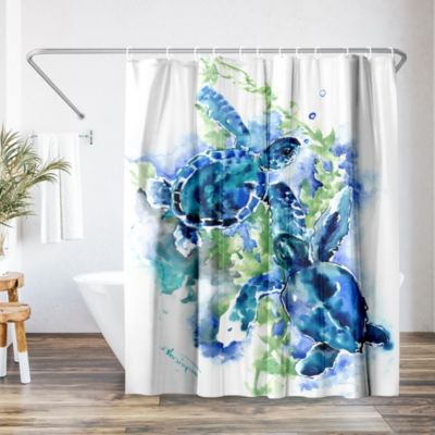 Americanflat  Sea Turtles by Suren Nersisyan Coastal Shower Curtain, 71x74