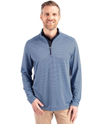 Cutter & Buck Men's Cutter Buck Virtue Eco Pique Micro Stripe Recycled Quarter Zip Jacket