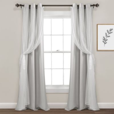 Lush Decor Cottage Polka Dot Sheer Window Curtain Panels Including Tieback