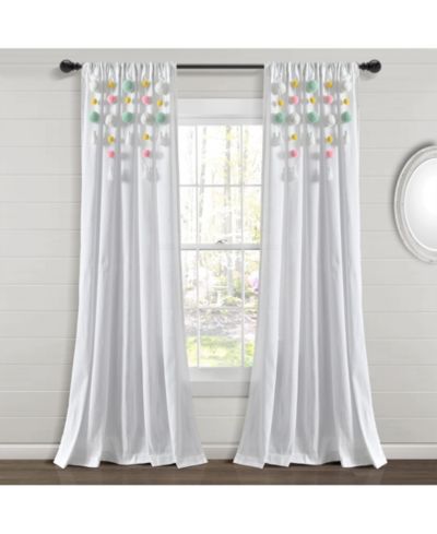 Boho Pom Pom Tassel Linen Window Curtain Panel
