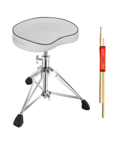 5 Core Drum Throne Padded Guitar Stool Swivel Height Adjustable Ergonomic Music Chair For Adults And Kids w Anti Slip Rubber Feet - DS CH WH SDL HD