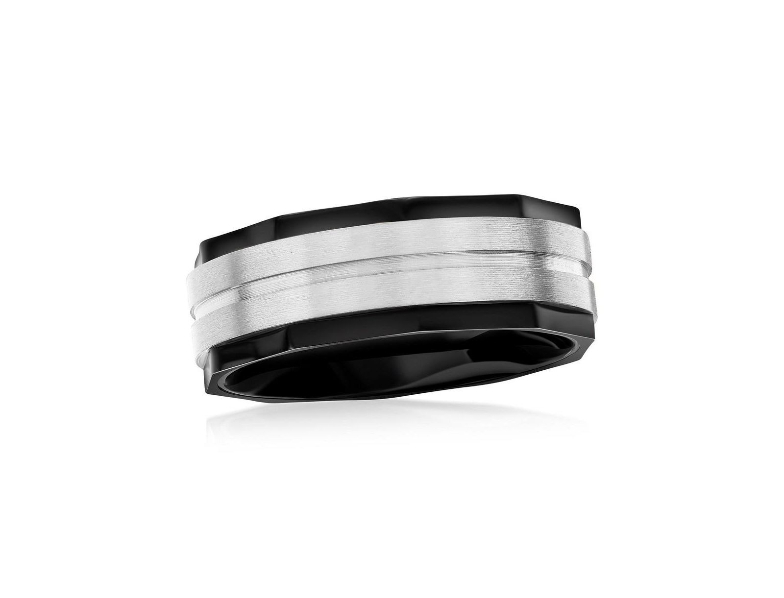 Кольцо Metallo Stainless Steel Black with Silver Satin