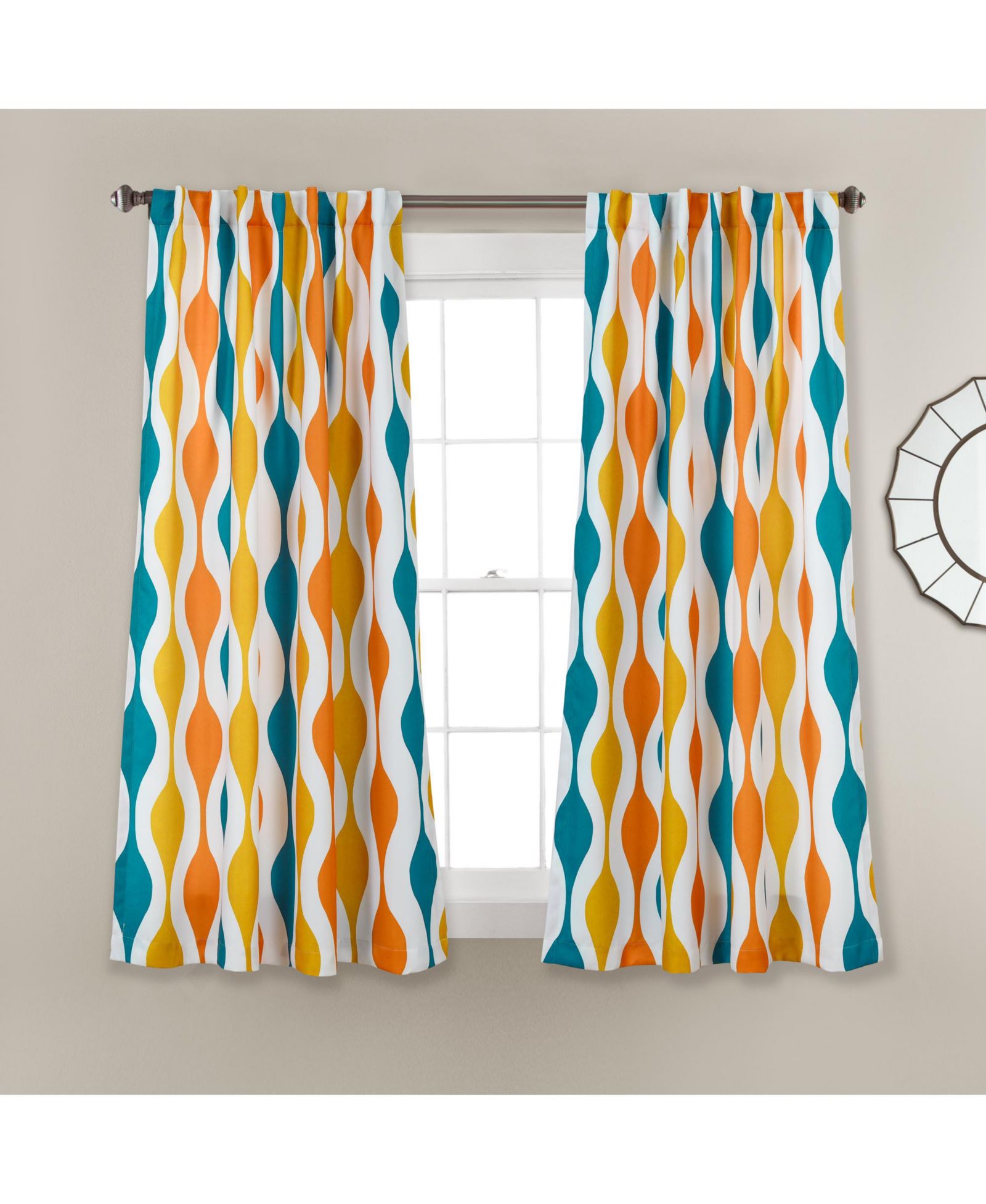 Lush Decor Mid Century Geo Light Filtering Window Curtain Panels