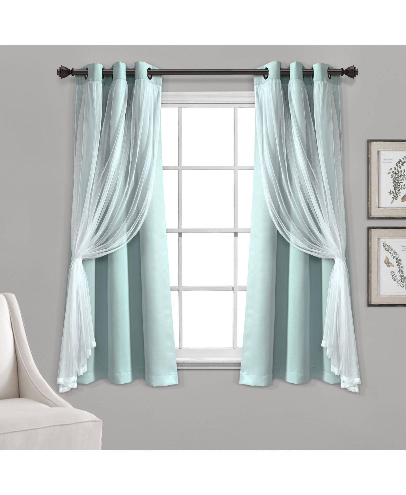 Прозрачные шторы Lush Decor Grommet Sheer Panels с подкладкой Blackout