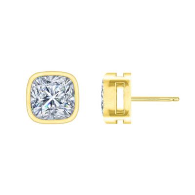 Rachel Glauber Dainty 14K Gold Plated Cushion-cut CZ Mini Stud Earrings
