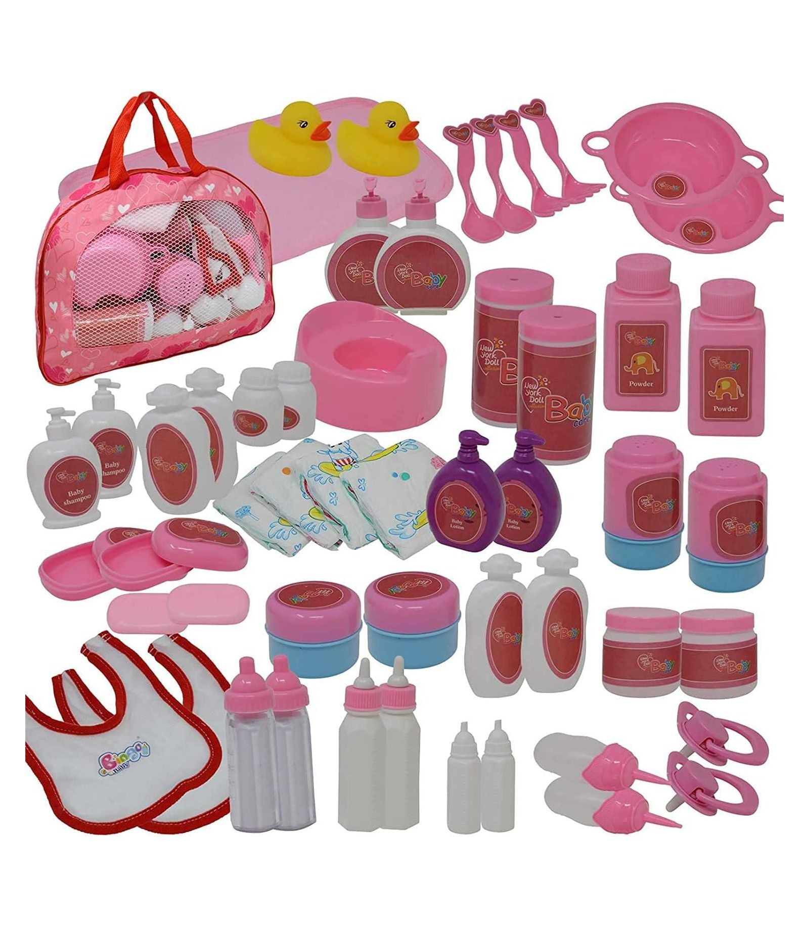 The New York Doll Collection Feeding & Caring 50-Piece Accessory Set, Ages 3+