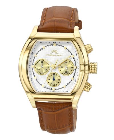 Porsamo Bleu Men's Roman Chronograph Brown Genuine Leather Band Watch 42 mm