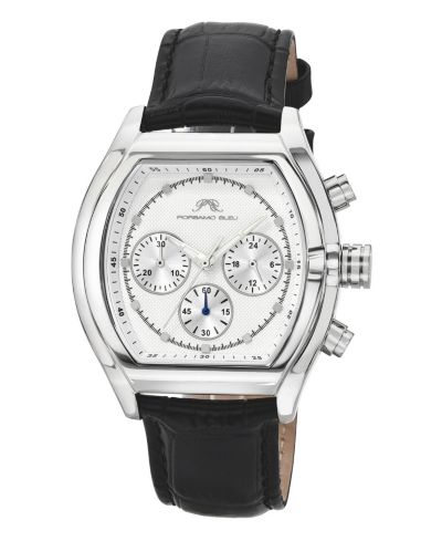 Porsamo Bleu Men's Roman Chronograph Black Genuine Leather Band Watch 42 mm
