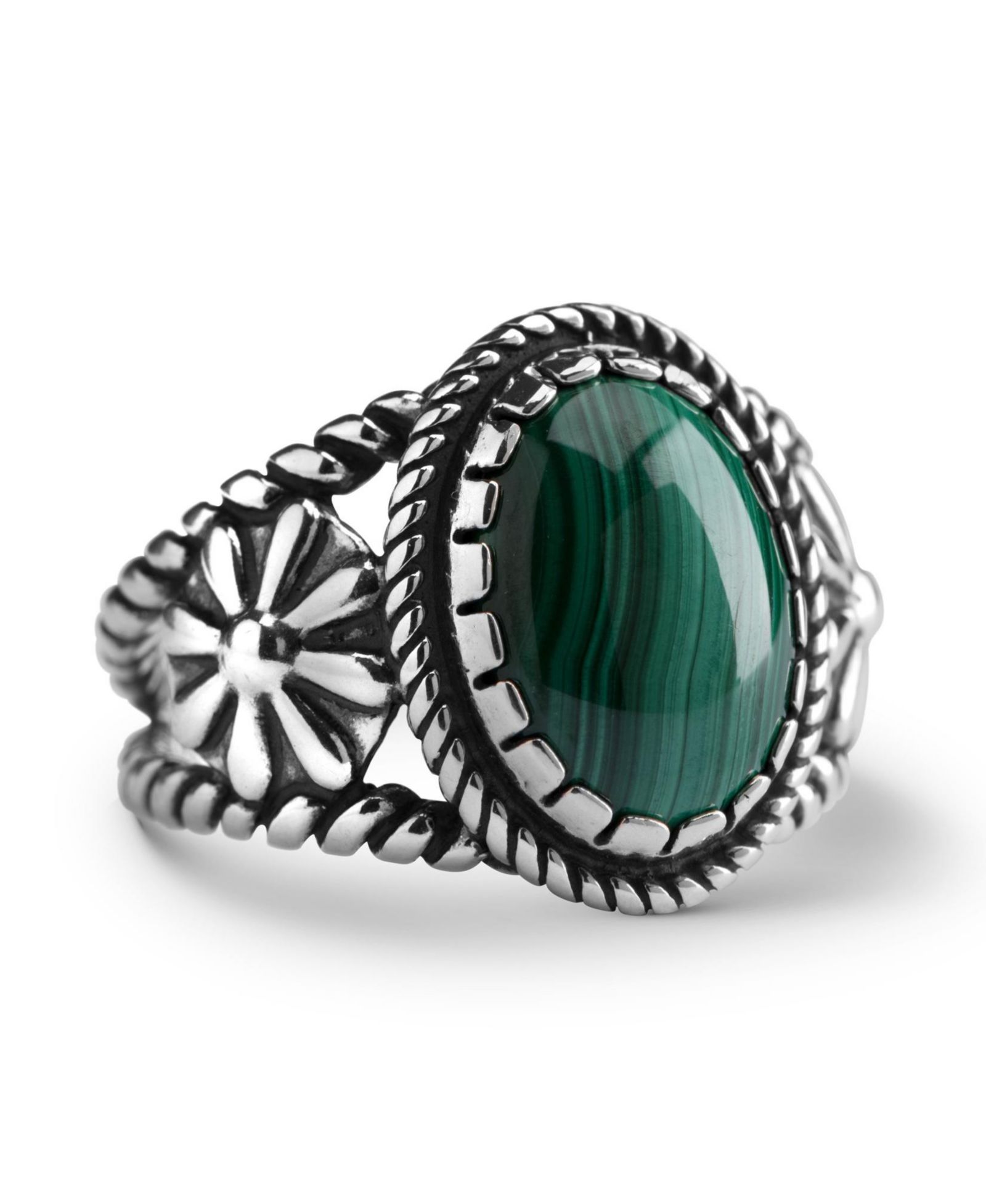 American West Jewelry Genuine Gemstone Sterling Silver Native-Inspired Flower Ring