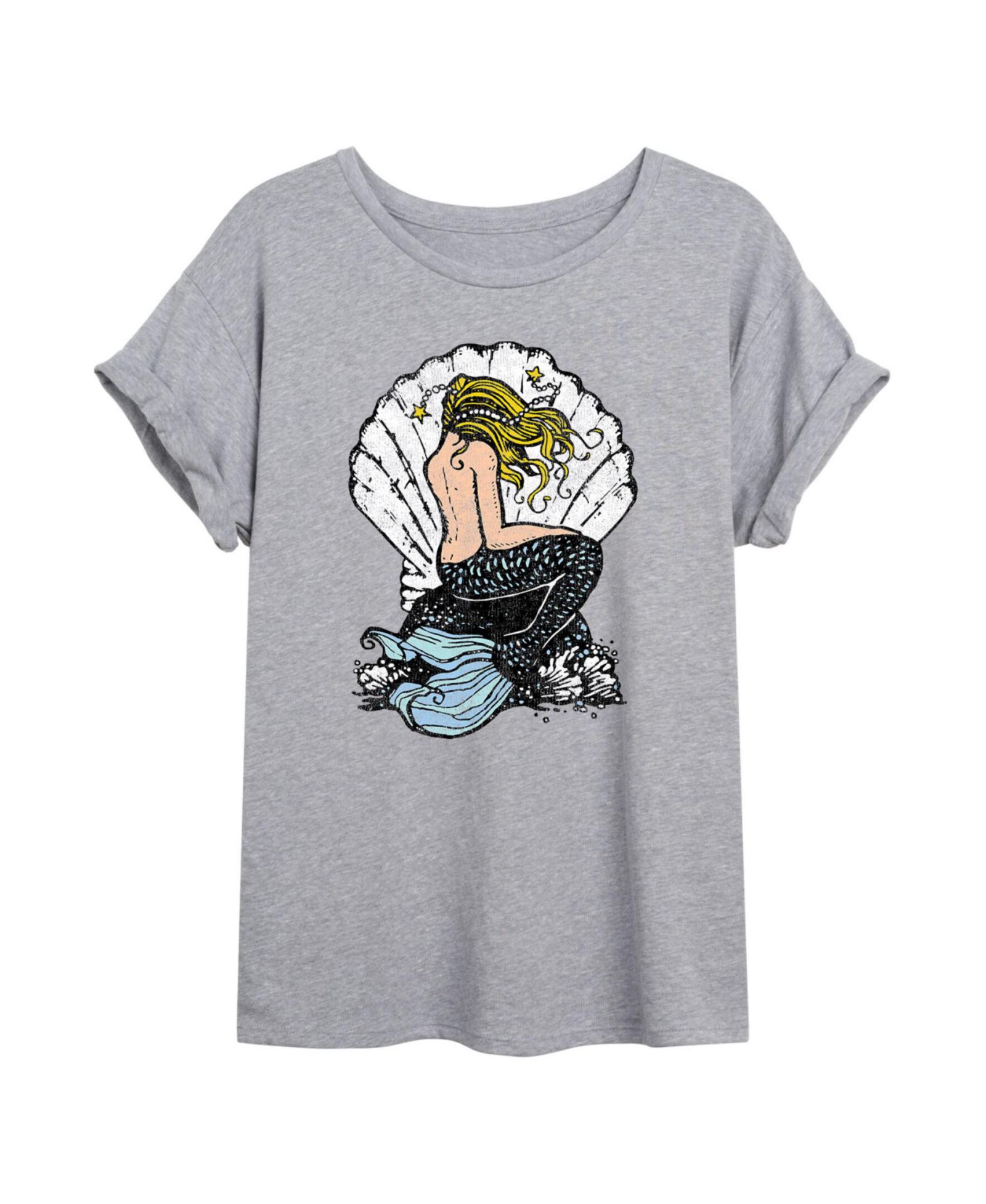 Hybrid Apparel Trendy Juniors Mermaid Graphic Oversized Tee