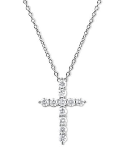 Diamond Cross Pendant Necklace (1 ct. t.w.) in 14k White, Yellow or Rose Gold