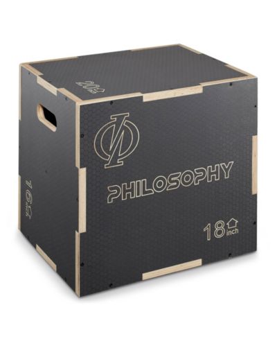 Деревянный тренировочный бокс Philosophy Gym 3-в-1 с нескользящим покрытием, 20" x 18" x 16", серый, плиометрический бокс для прыжков, тренировок и развития выносливости