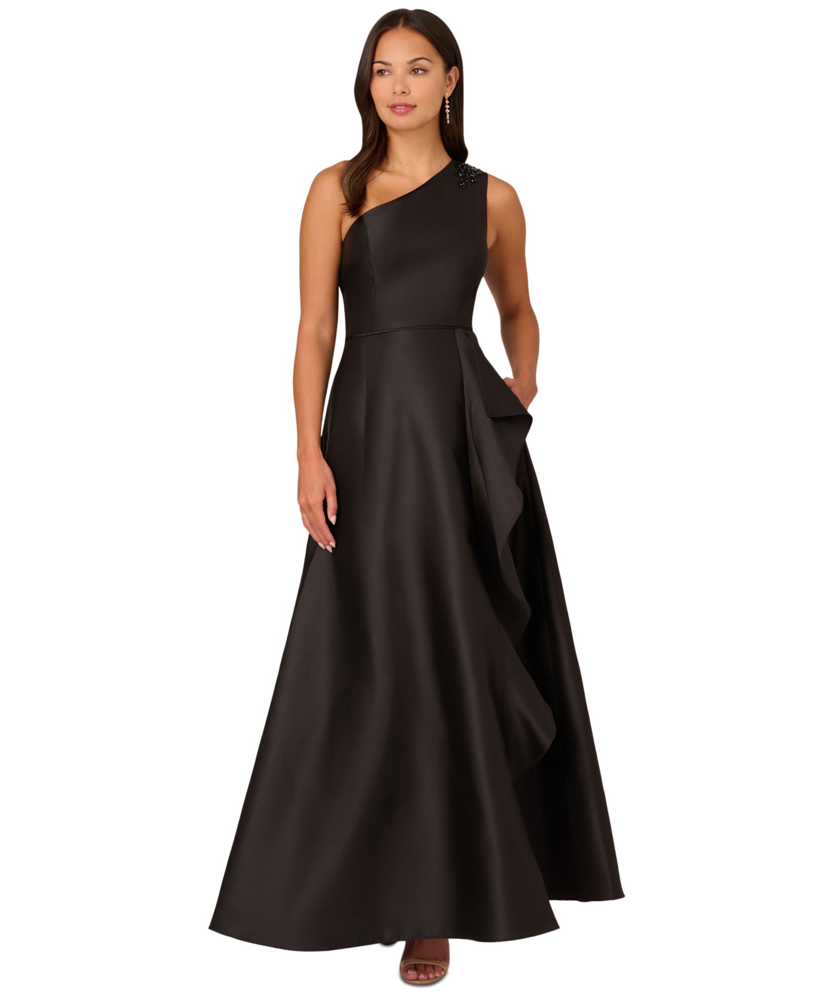 Adrianna Papell Women's Embellished One-Shoulder Gown