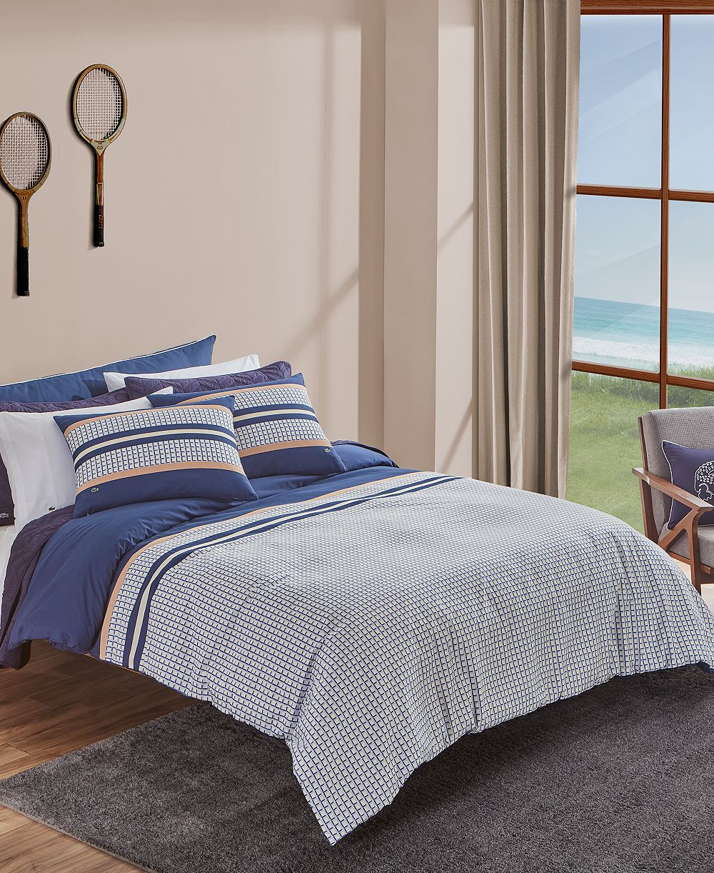 Комплект из 3 предметов Lacoste Home Micro Logo Comforter Set, Full/Queen