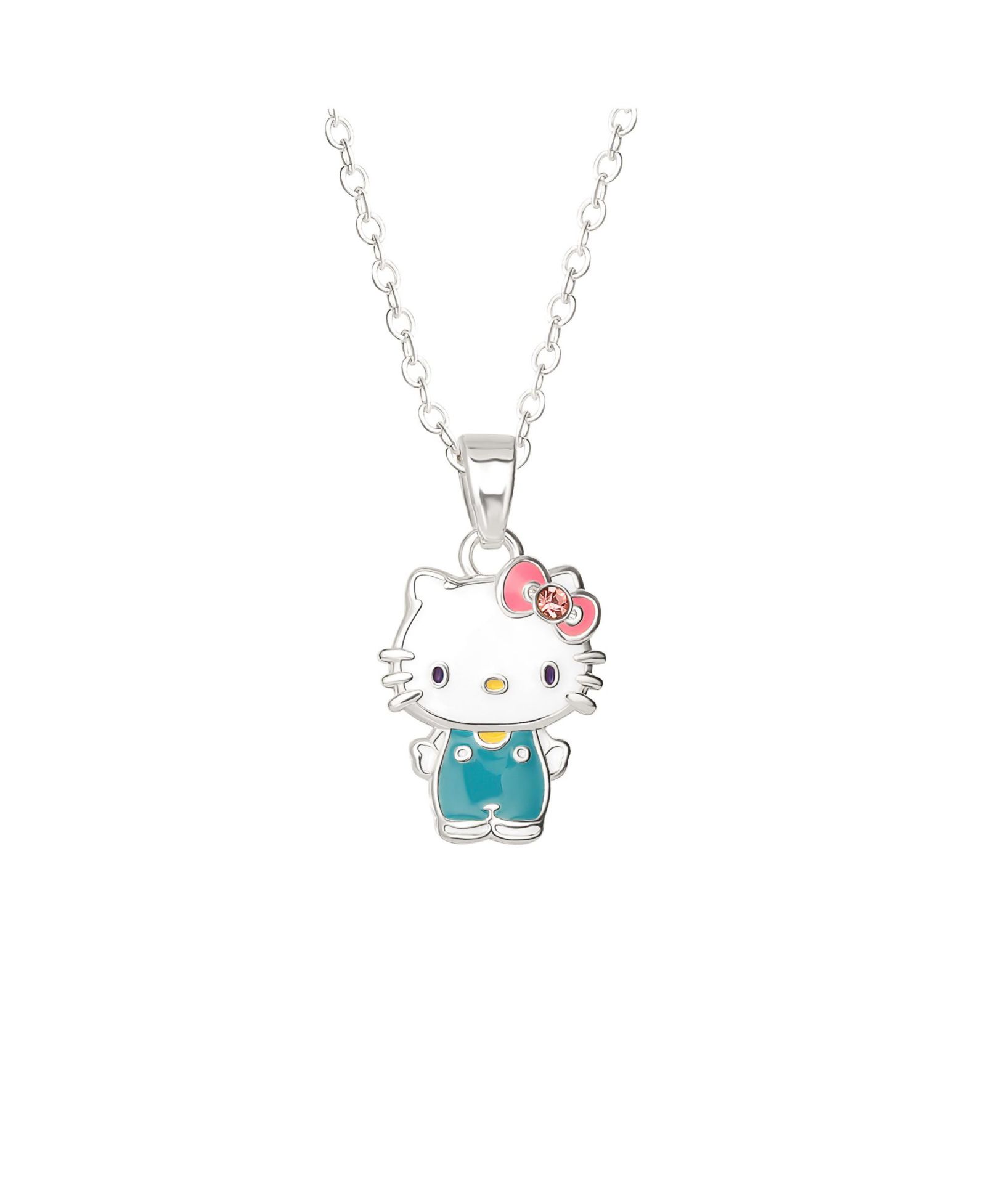 Sanrio Hello Kitty кулон с эмалью и розовым кристаллом и цепью 18"