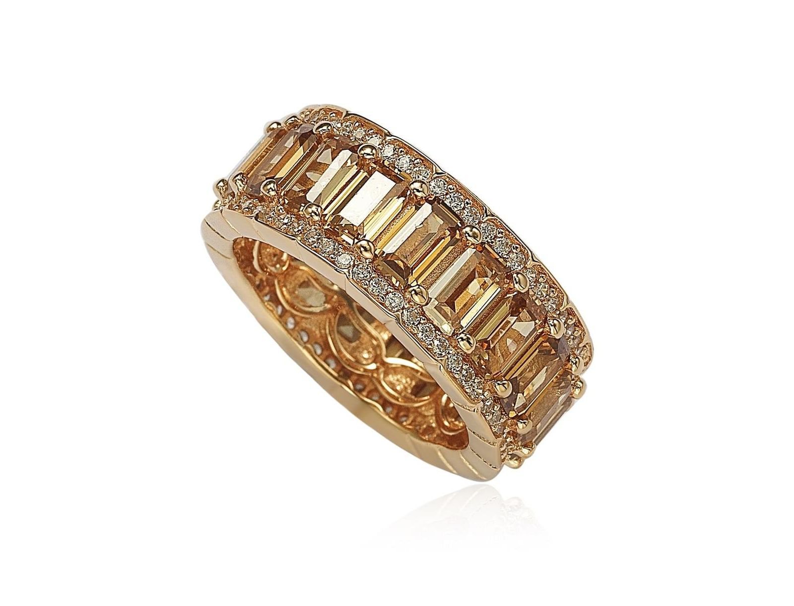 Suzy Levian Cubic Zirconia Emerald-Cut Eternity Band Ring