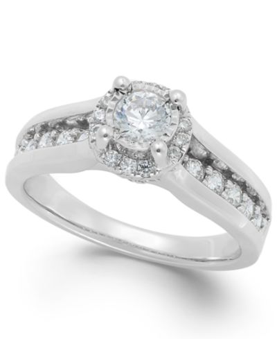 Помолвочное кольцо TruMiracle® Diamond Channel Halo (1 ct. t.w.) из белого золота 14k
