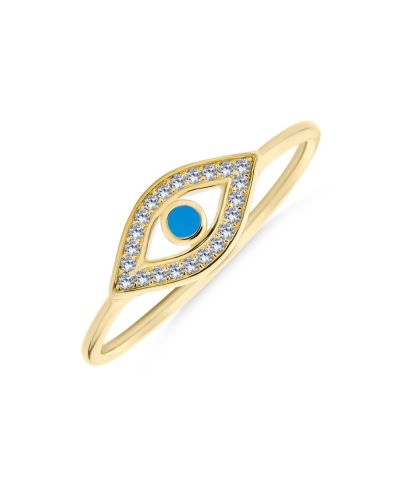 Bling Jewelry Cubic Zirconia Evil Eye Halo Band Ring Sterling Silver