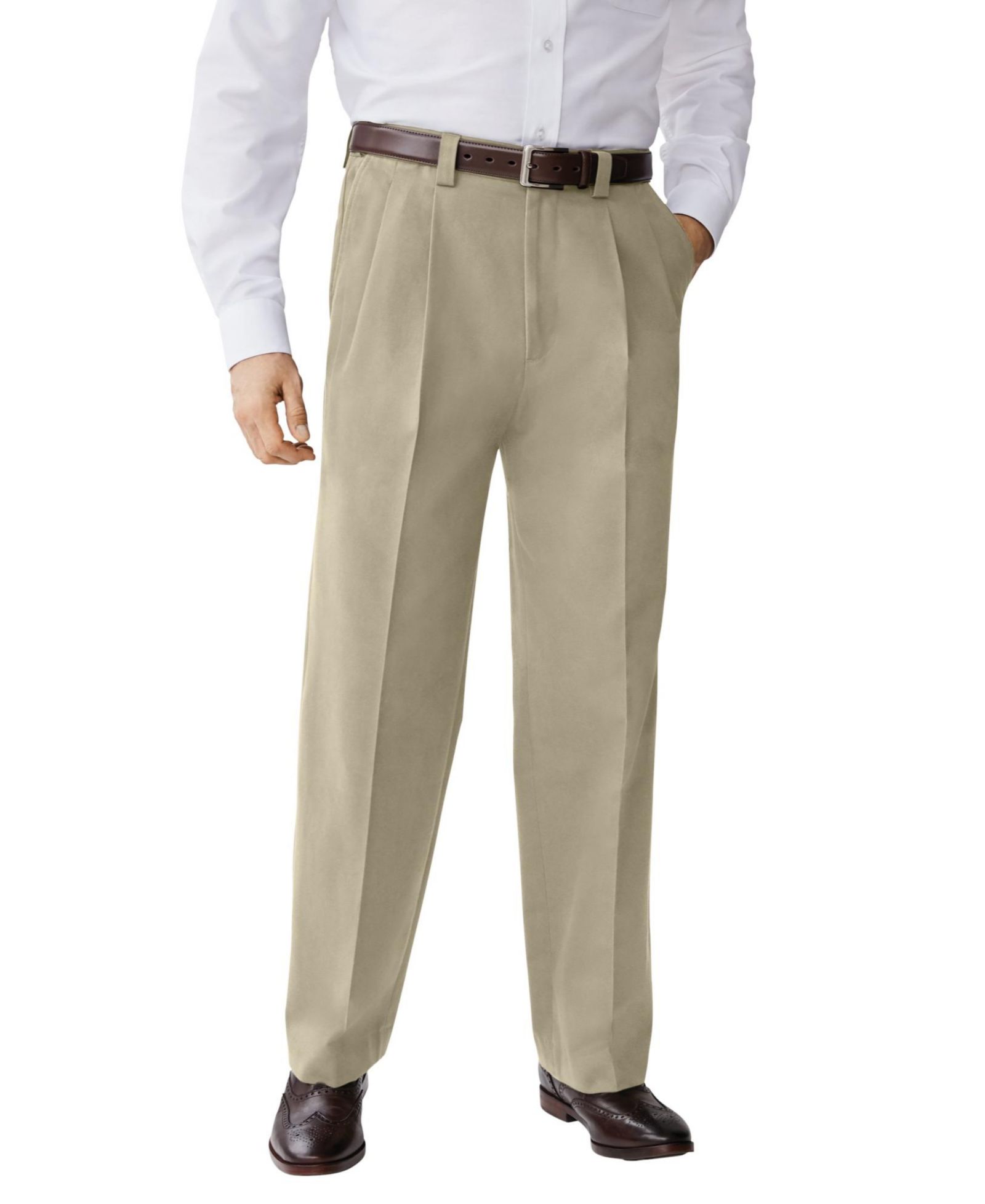 KingSize Men's Relaxed Fit Wrinkle-Free Expandable Waist Pleated Pants