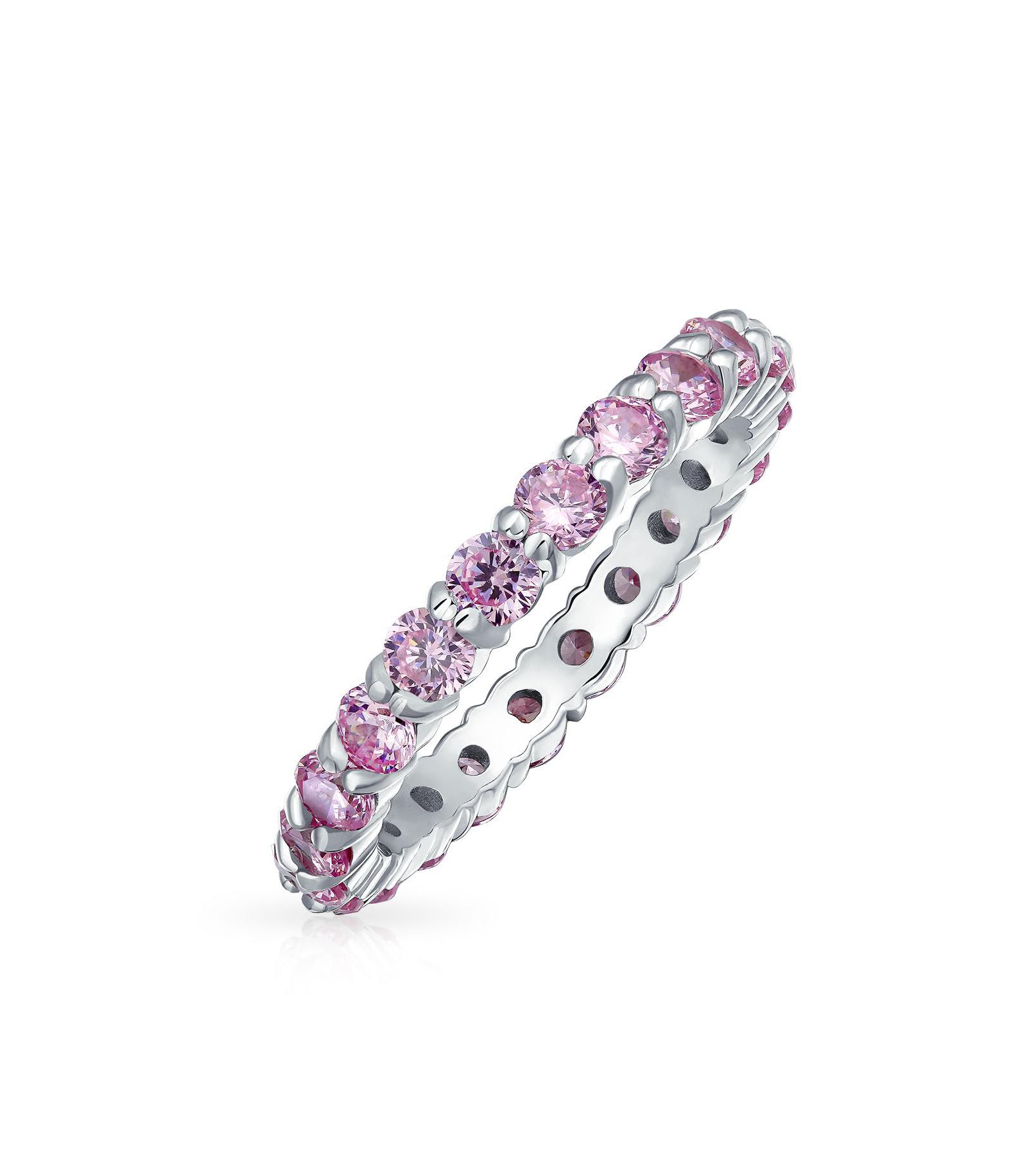 Bling Jewelry классическое кольцо-вечность со стразами CZ 3 мм из стерлингового серебра с позолотой