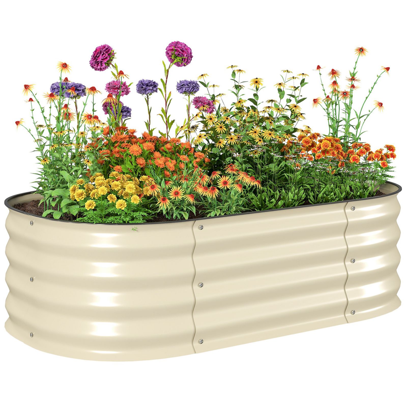 Outsunny Galvanized Raised Garden Bed Planter Box