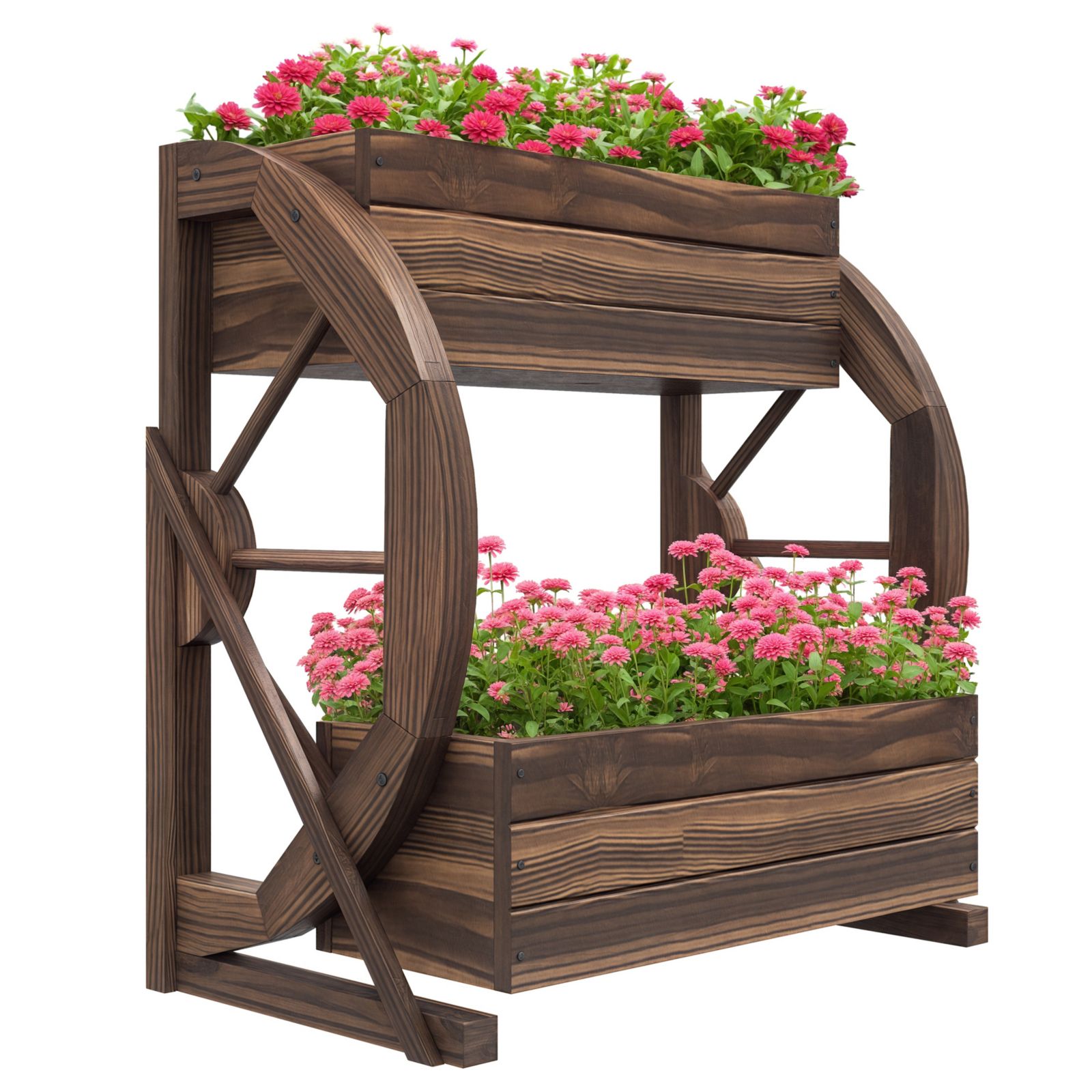 Деревянный ящик-клумба Outsunny Decorative 2-Tier Raised Garden Bed