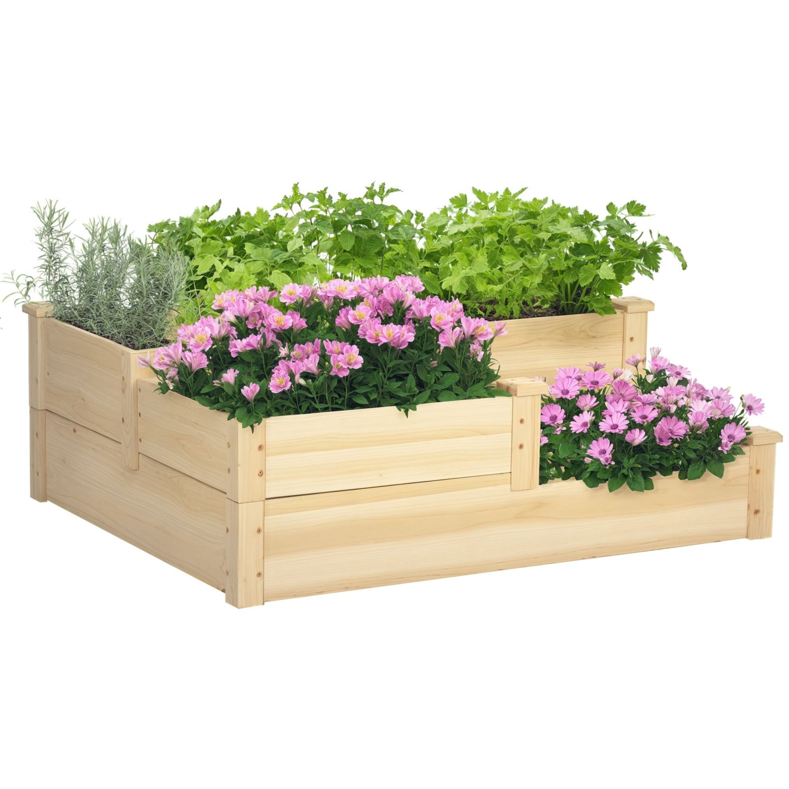 Outsunny 3 Tier Raised Garden Bed, Planter Box for Vegetables Herbs Flowers