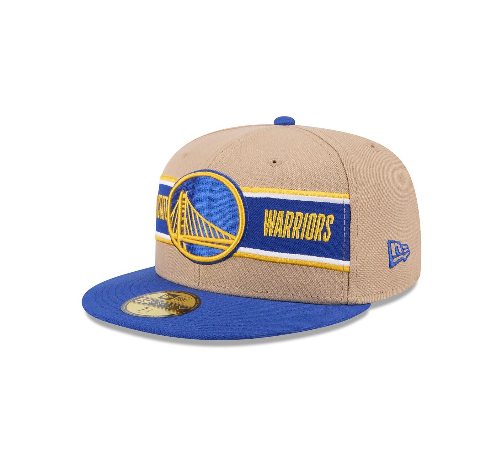Мужская кепка New Era Tan/Royal Golden State Warriors 2024 NBA Draft 59FIFTY Fitted