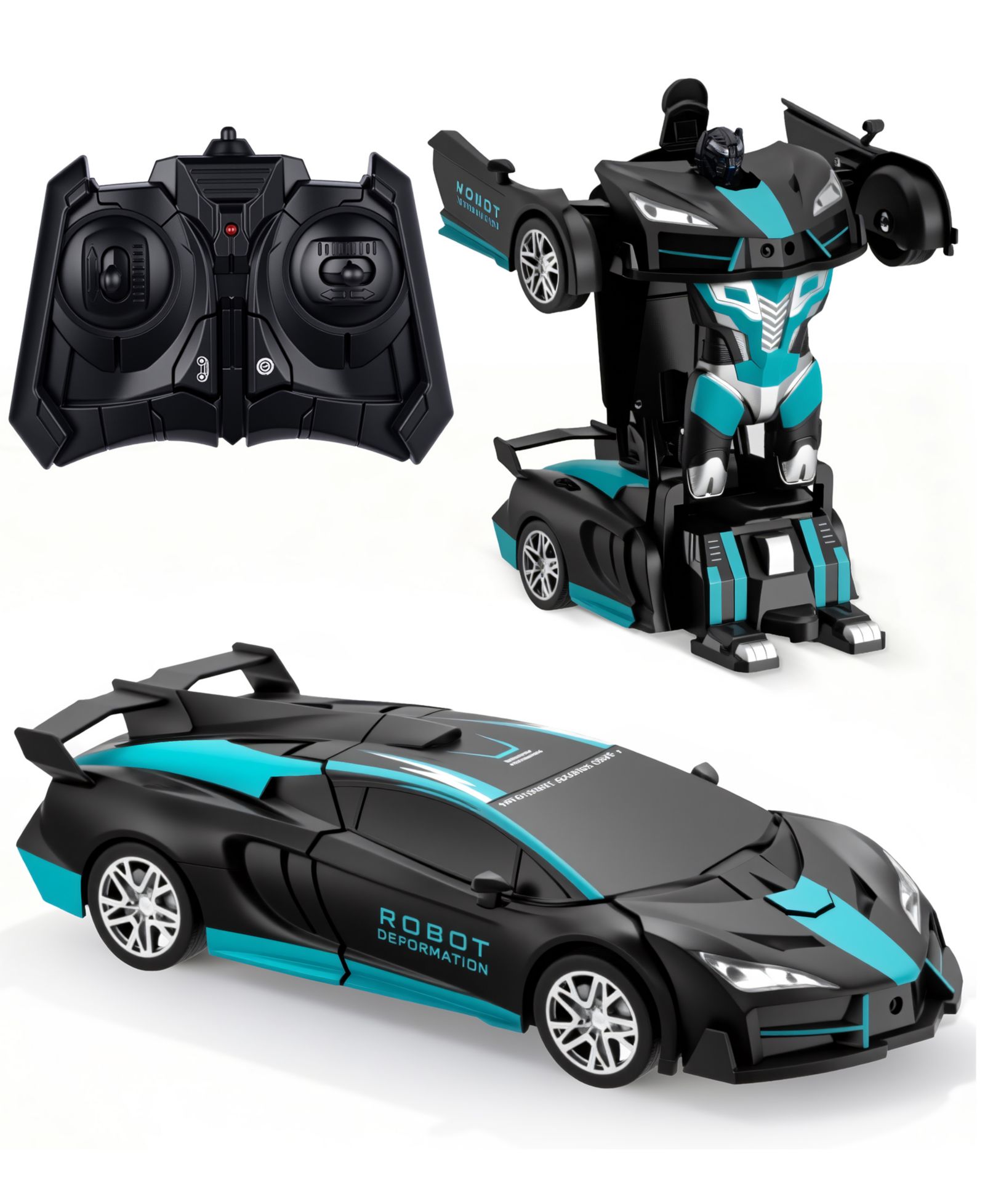 1:18 RC трансформирующийся робот-машина с однокнопочной деформацией, 2.4GHz RC машина со светодиодными огнями, вращение на 360° и демонстрационный режим