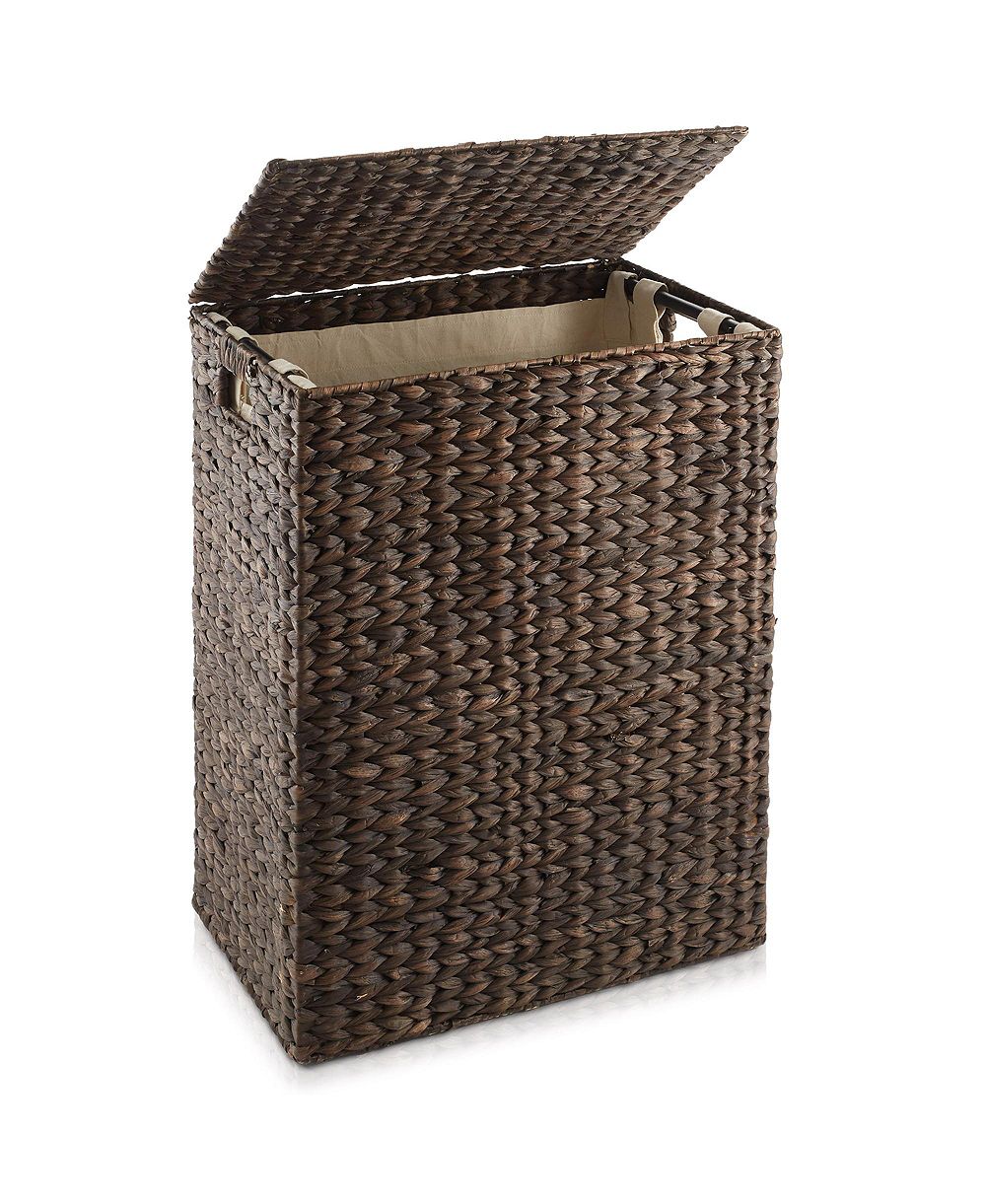 Casafield Large Laundry Hamper with Lid and Removable Liner Bag Woven Water Hyacinth Laundry Basket