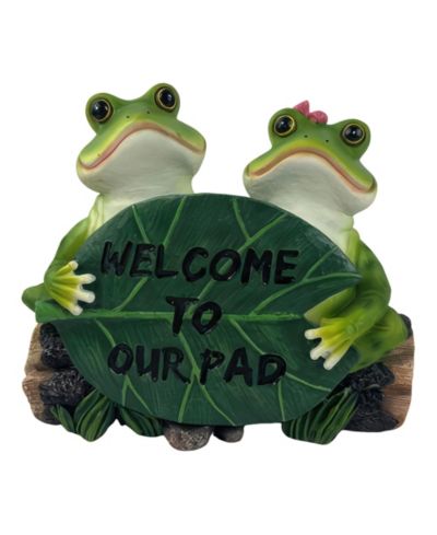 FC Design 7"WFrog Couple with Welcome to Our Pad Leaf Figurine Decoration Home Decor Perfect Gift for House Warming, Holidays and Birthdays
