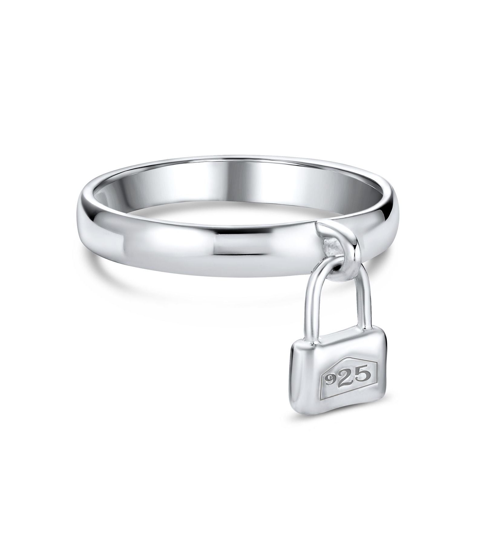 Bling Jewelry Padlock Charm Ring Sterling Silver