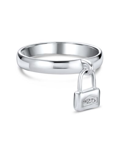 Bling Jewelry Padlock Charm Ring Sterling Silver