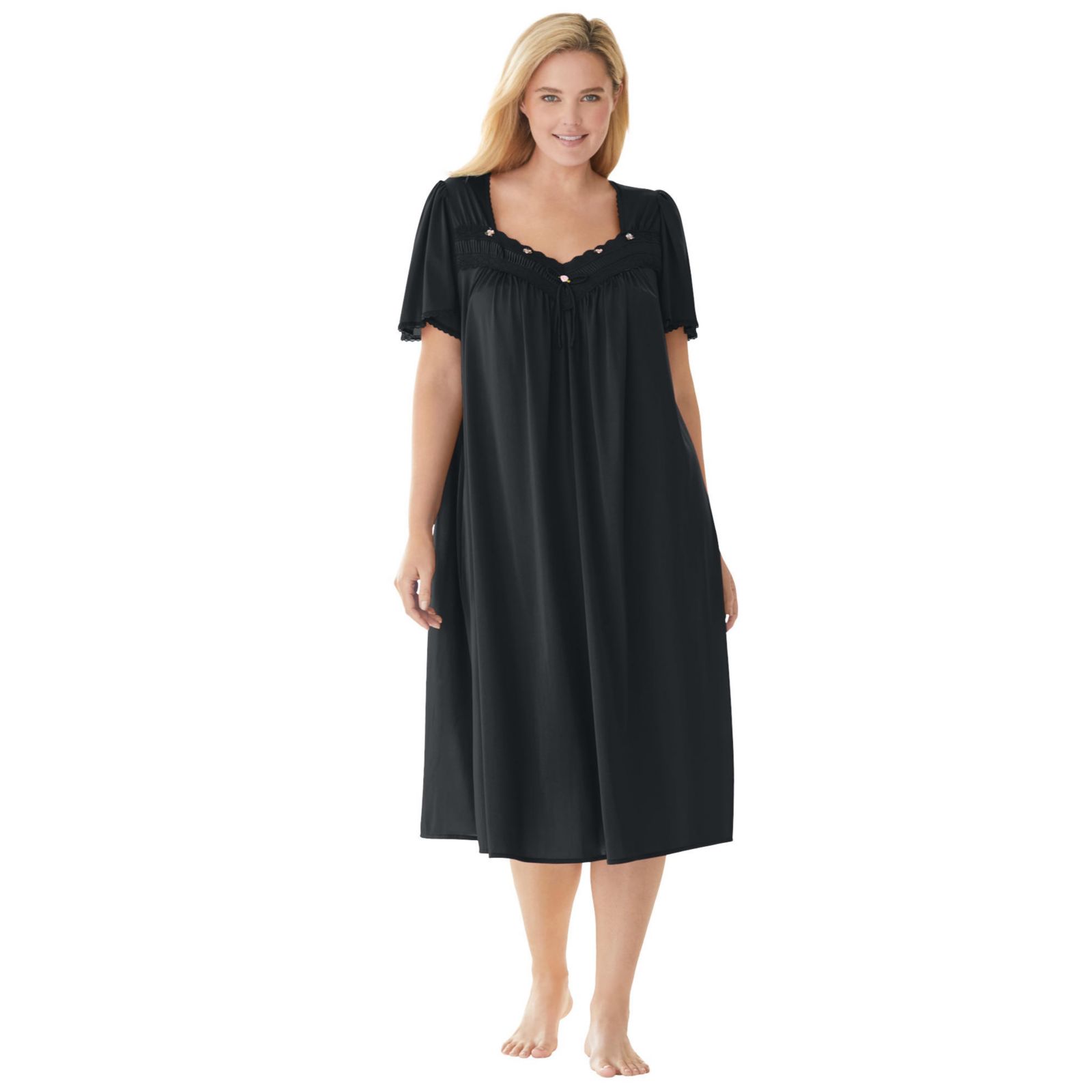 Платье Only Neccessities Plus Size Short Silky Lace-Trim Gown