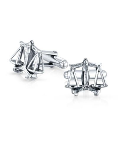 Bling Jewelry Scales Of Justice Libra Zodiac Cufflinks .925 Sterling Silver Hinge Back