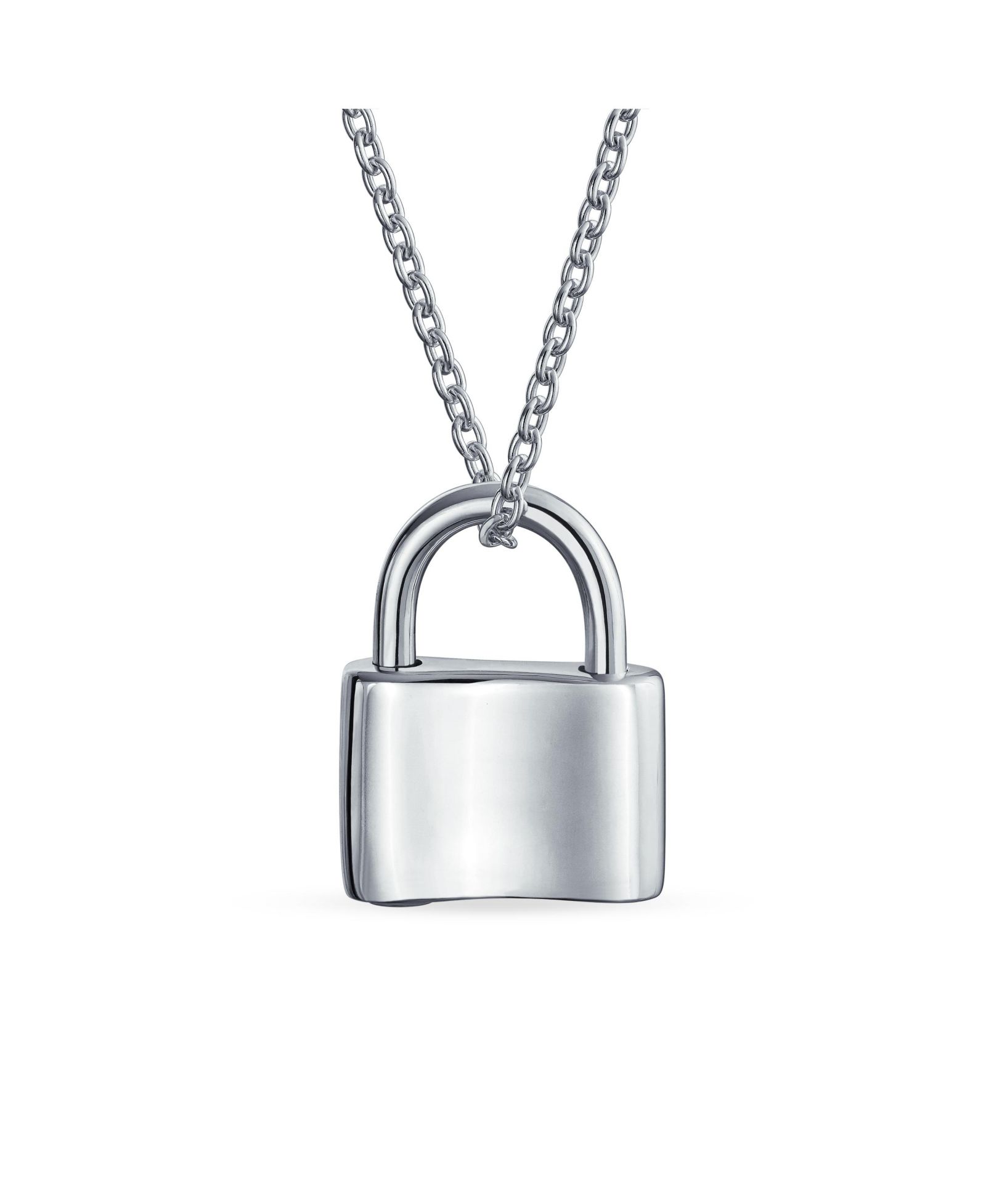 Bling Jewelry Romantic Lovers Pad Lock Pendant Necklace .925 Sterling Silver