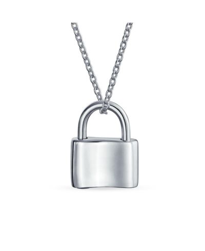 Bling Jewelry Romantic Lovers Pad Lock Pendant Necklace .925 Sterling Silver