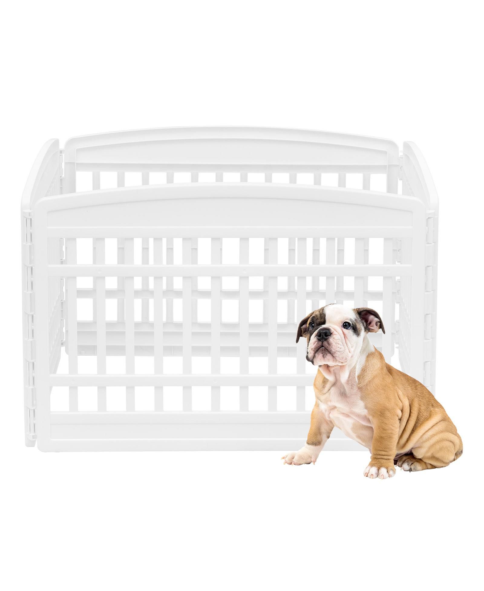 IRIS 24" Exercise 4-Panel Pet Playpen, Dog Playpen for Puppy Small Dogs Keep Pets Secure Easy Assemble Easy Storing Customizable Non-Skid Rubber