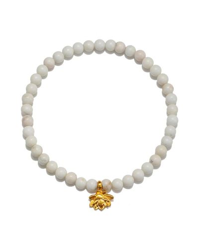 Satya Jewelry White Turquoise Lotus Gemstone Bracelet