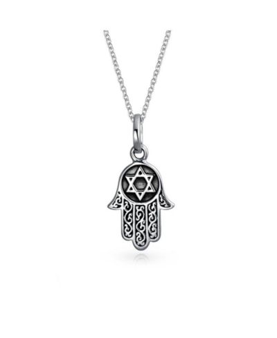 Bling Jewelry кулон-амулет Hamsa Hand Of God Star Of David из черненого стерлингового серебра