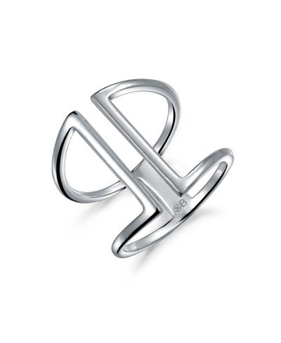 Bling Jewelry Modern Geometric Parallel Bar Band Ring .925 Sterling Silver Adjustable