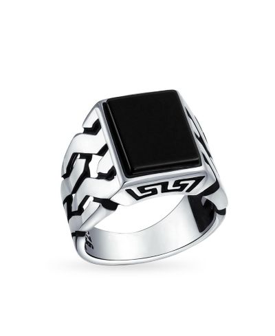 Bling Jewelry Natural Golden Tigers Eye Statement Signet Ring Chain Band Sterling Silver