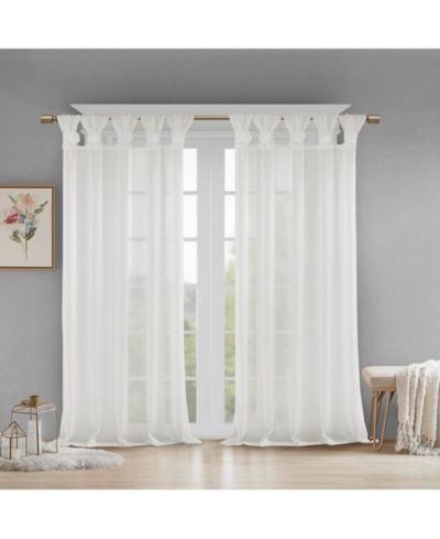 Штора Madison Park Rosette Floral Embellished Cuff Tab Top Solid Curtain Panel, 50"W x 84"L
