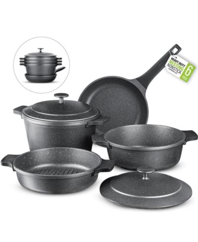 6-Piece Nesting Cookware Set with Silicone Handle Covers