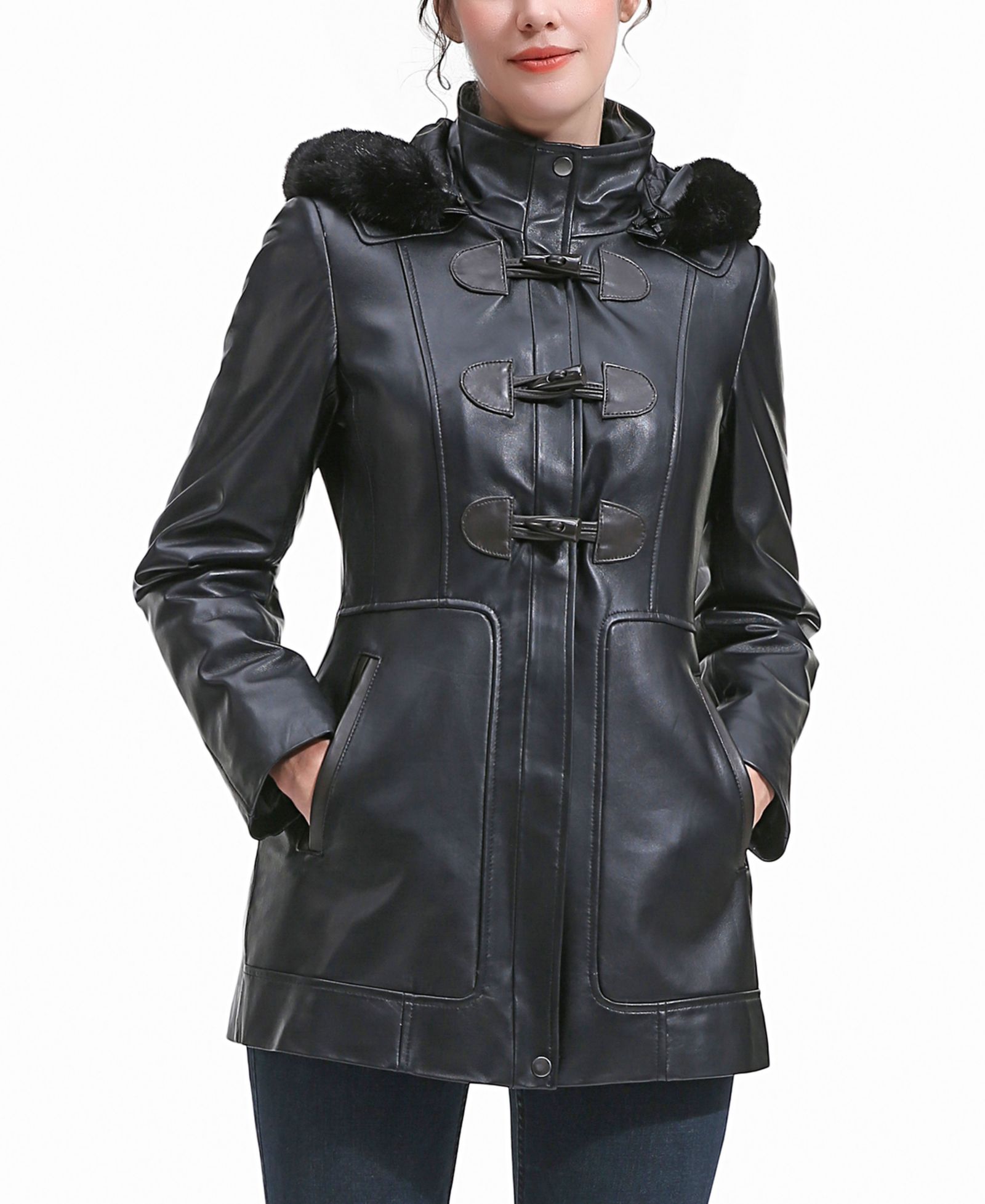 BGSD Women's Flora Leather Toggle Coat