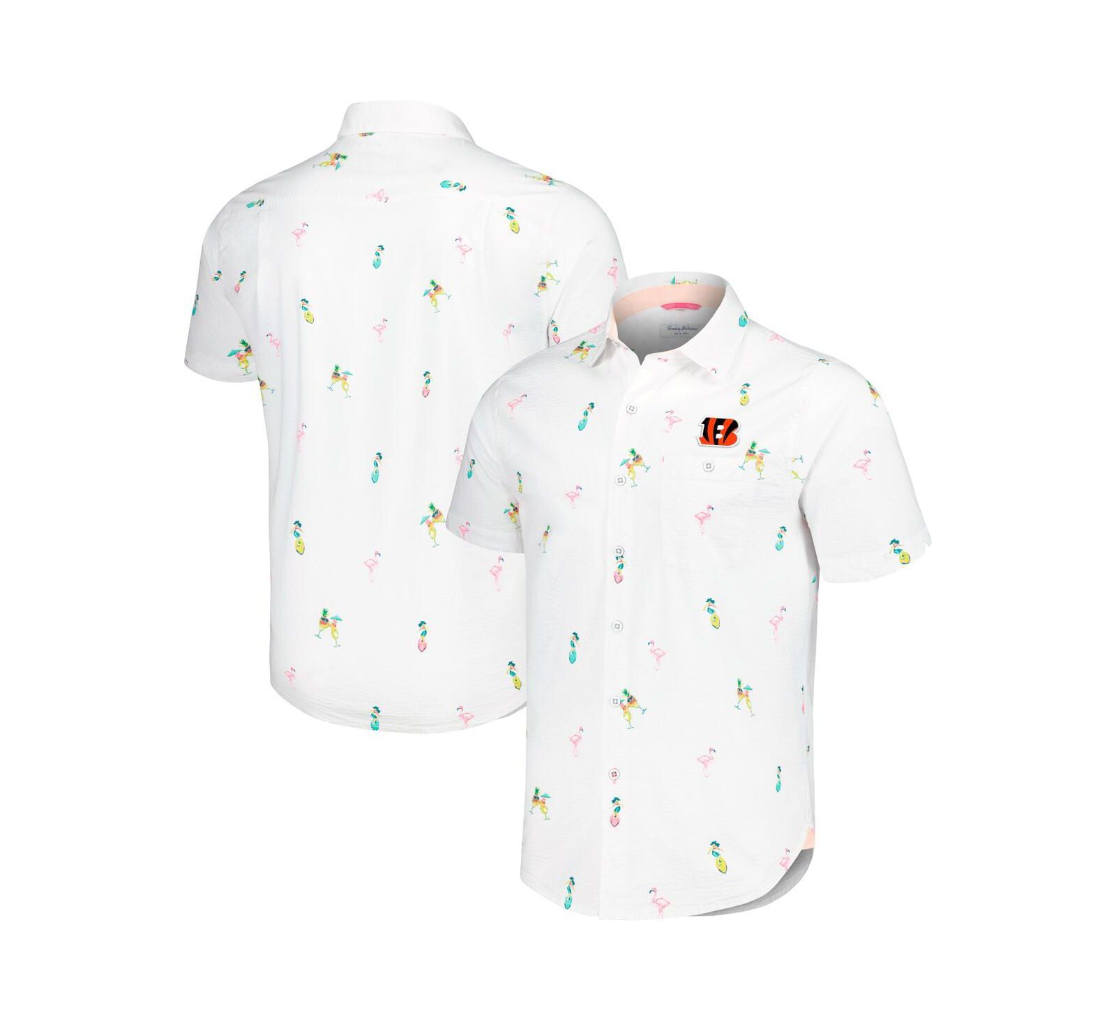 Tommy Bahama Men's White Cincinnati Bengals Nova Wave Flocktail Button-Up Shirt
