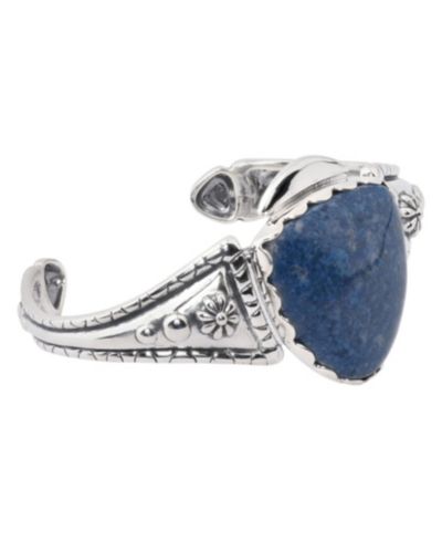 American West Jewelry Sterling Silver Blue Denim Lapis Gemstone Arrowhead Cuff Bracelet Size S - L