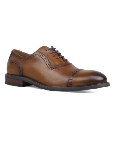 Bar III Men's Genuine Leather Cap-Toe Brogue Dress Shoes